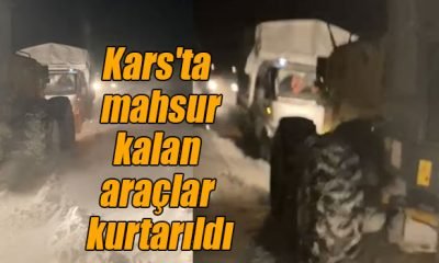 Kars’ta kar ve tipi nedeniyle araçlar mahsur kaldı