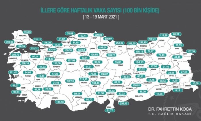Güncel vaka haritası açıklandı