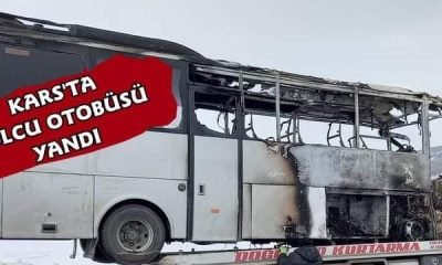 Kars’ta Yolcu Seyir Halindeki Yolcu Otobüsü Yandı